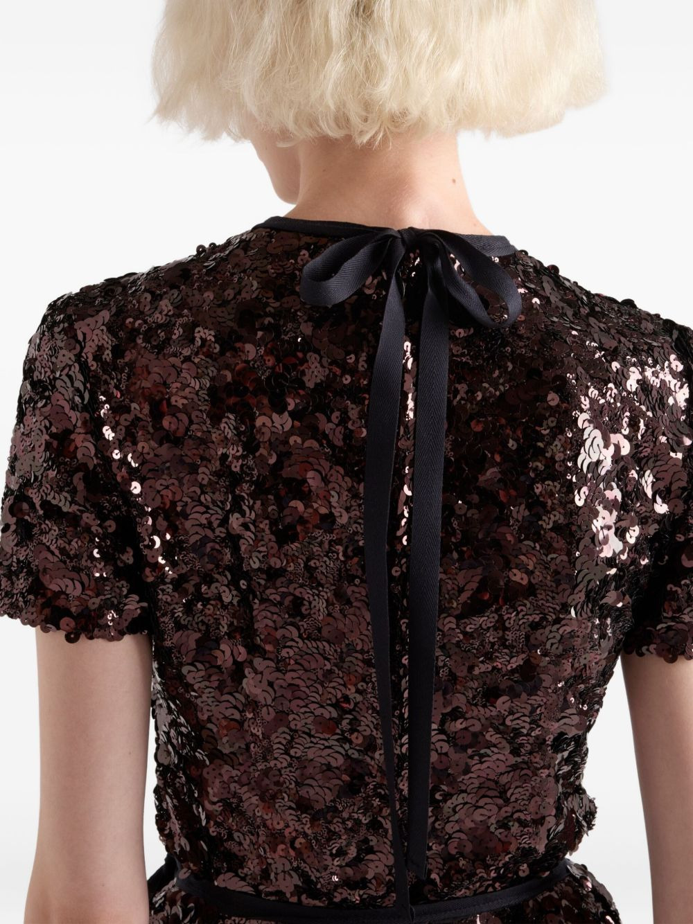 sequin-embellished short-sleeve top - 5