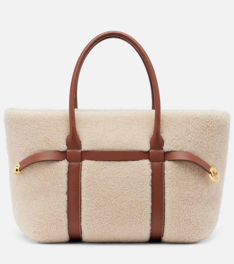 Ghiera Small shearling-trimmed tote bag 1