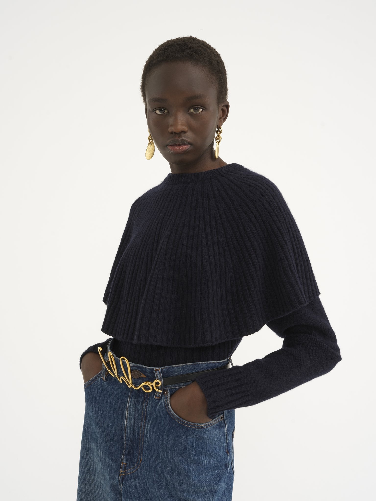 CAPE SWEATER IN WOOL & CASHMERE - 4