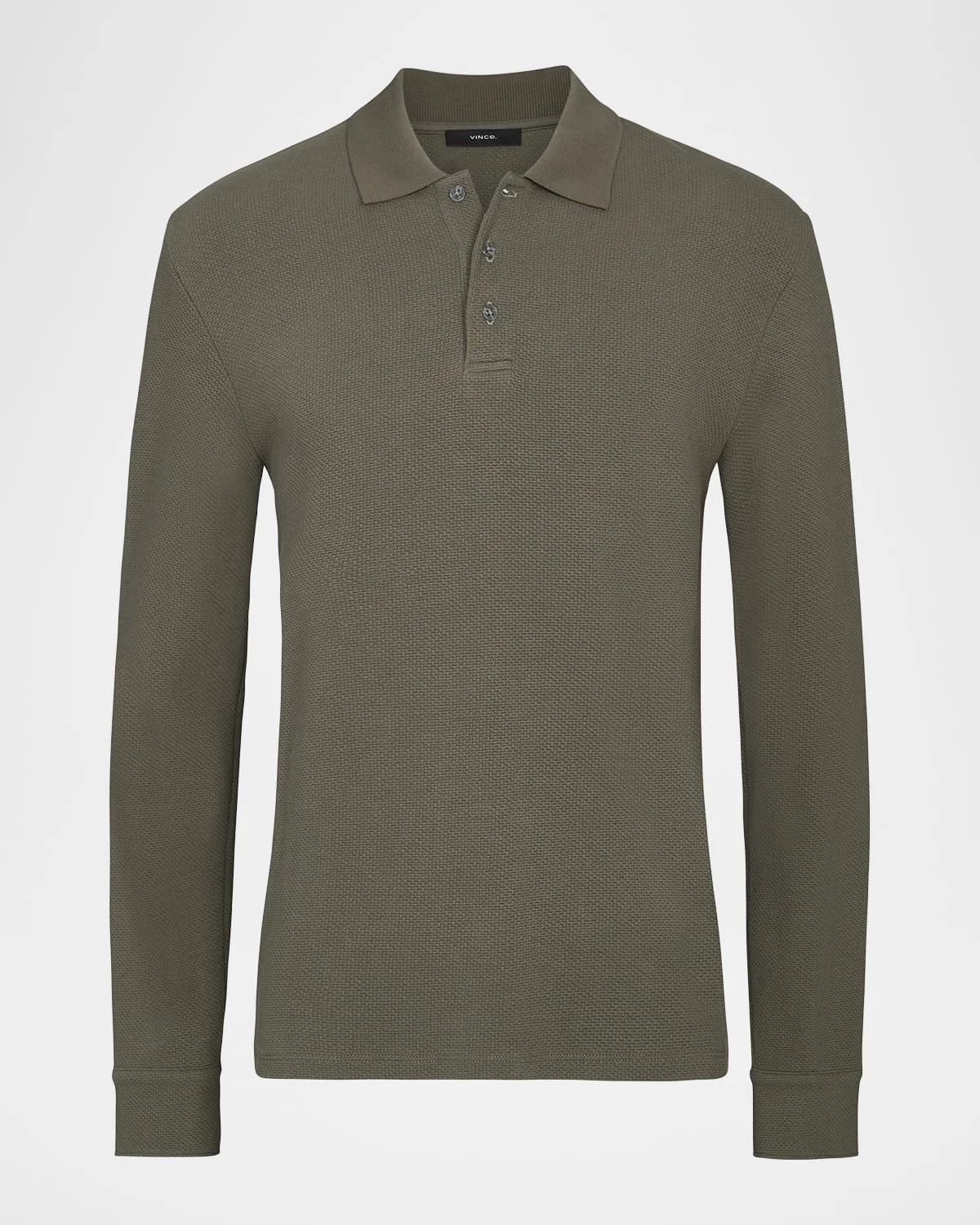 Men's Cotton Basketweave Long-Sleeve Polo Shirt - 1