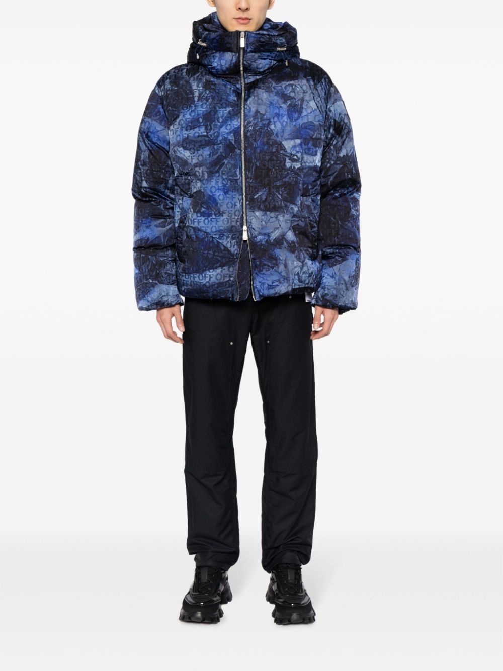 logo-jacquard padded jacket - 2