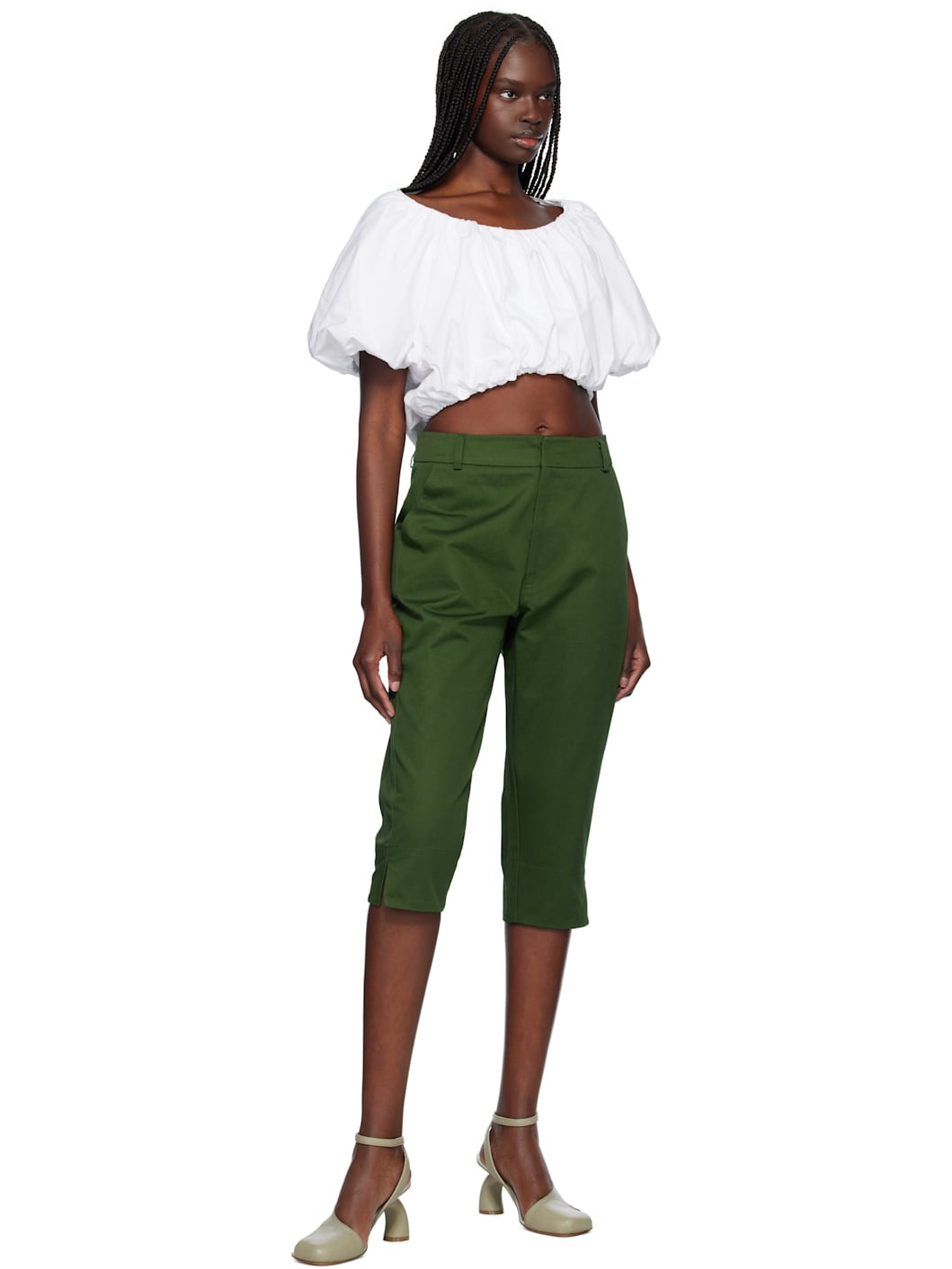 Green Sami Cropped Gabardine Trousers - 4