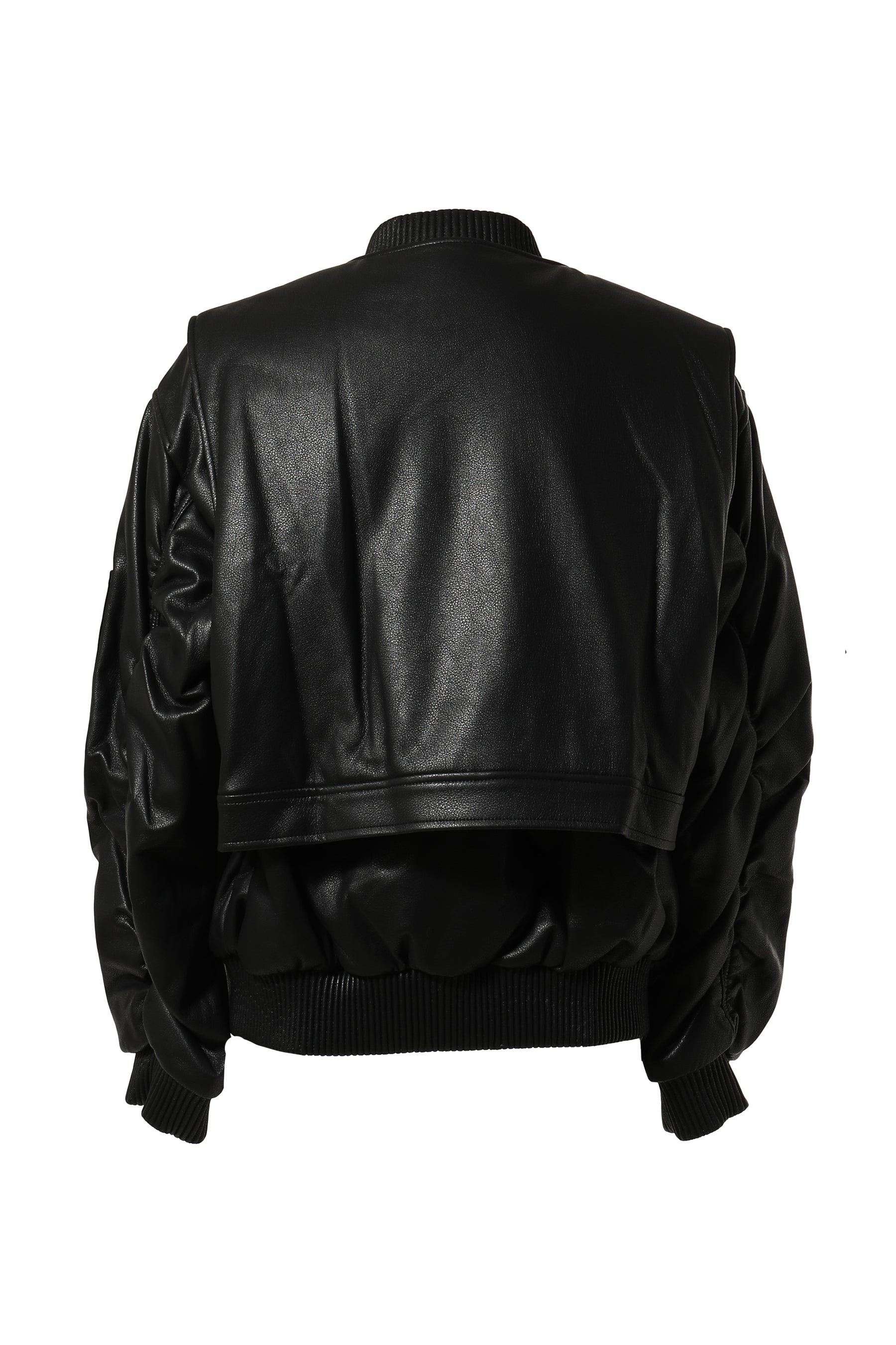 2 IN 1 BOMBER JACKET IN PU LEATHER / BLK - 2