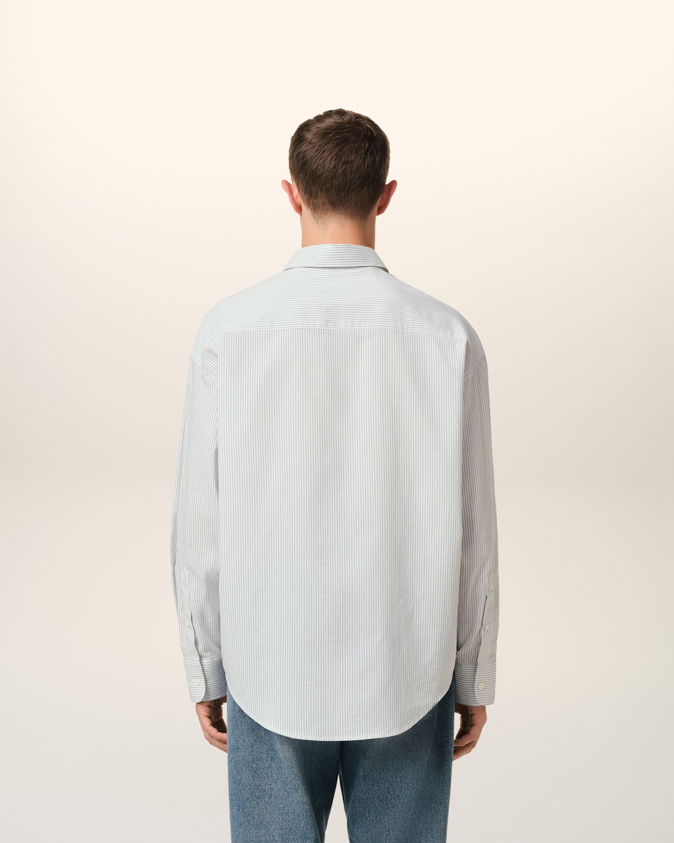BLUE COTTON BOXY FIT SHIRT - 5