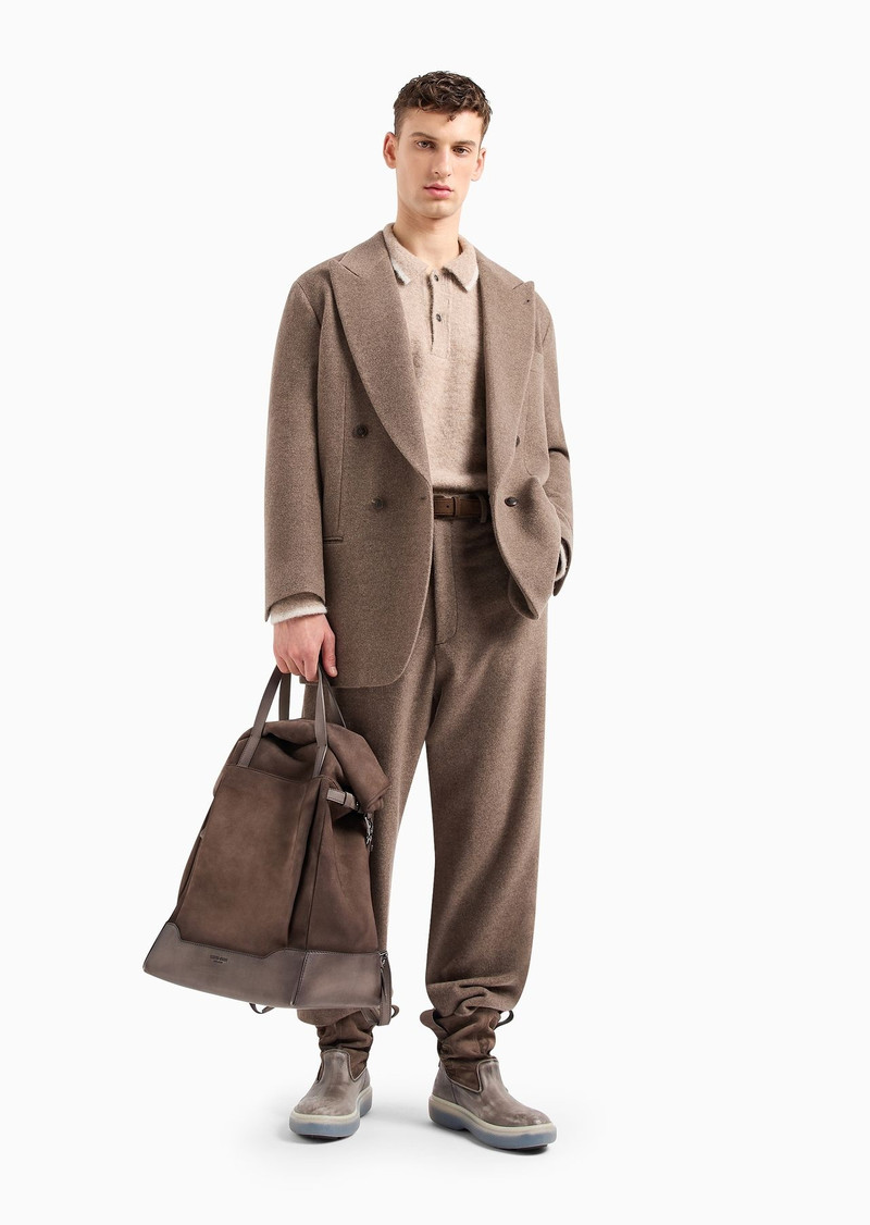 GIORGIO ARMANI Heritage Line double-breasted jacket in a mélange cashmere fleece outlook