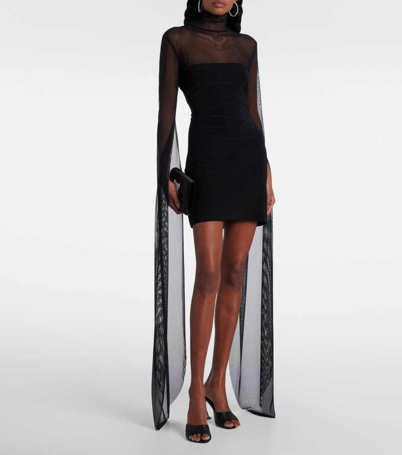 NORMA KAMALI Turtleneck jersey and mesh minidress outlook