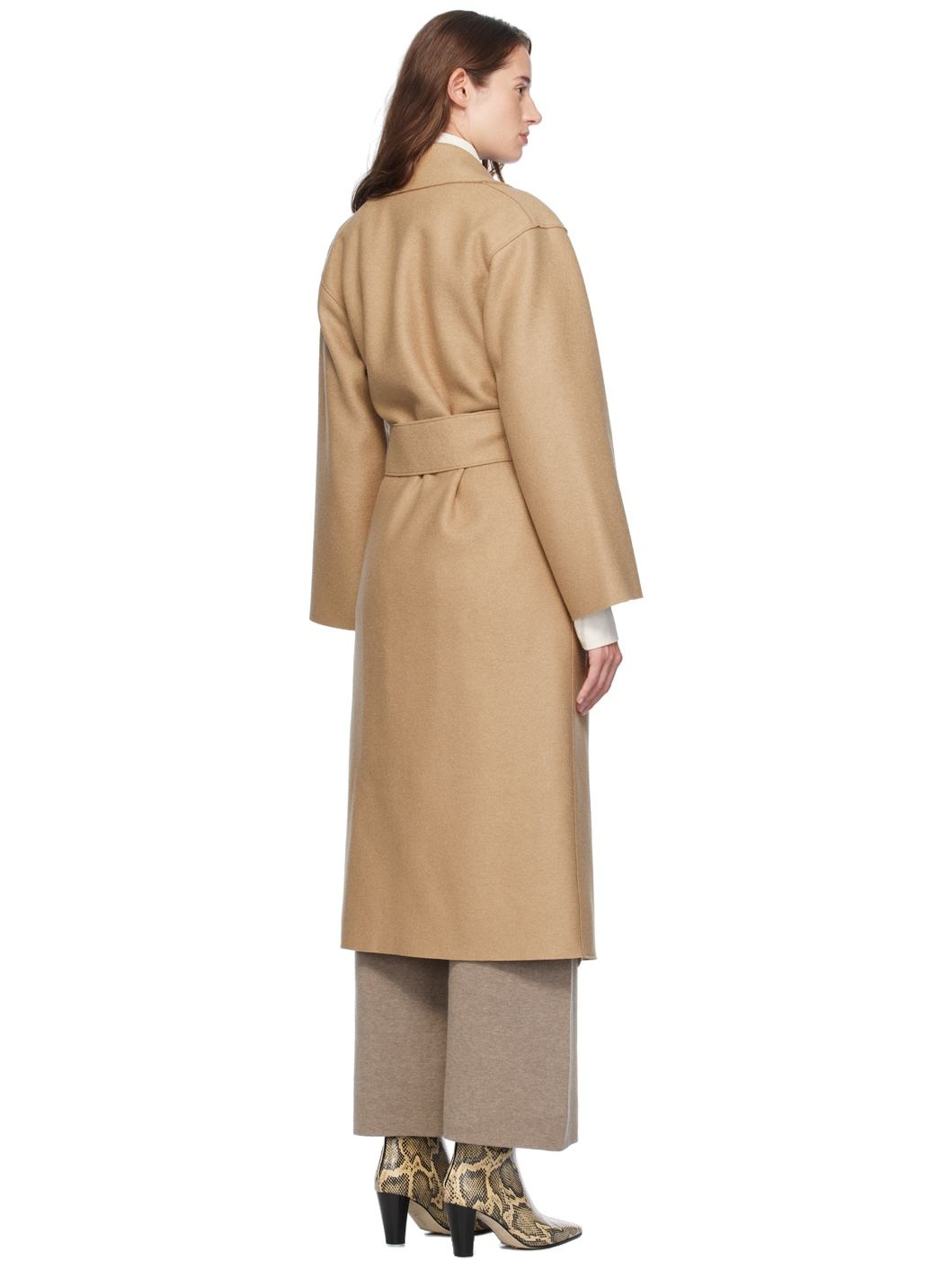 Beige Belted Clutch Coat - 3