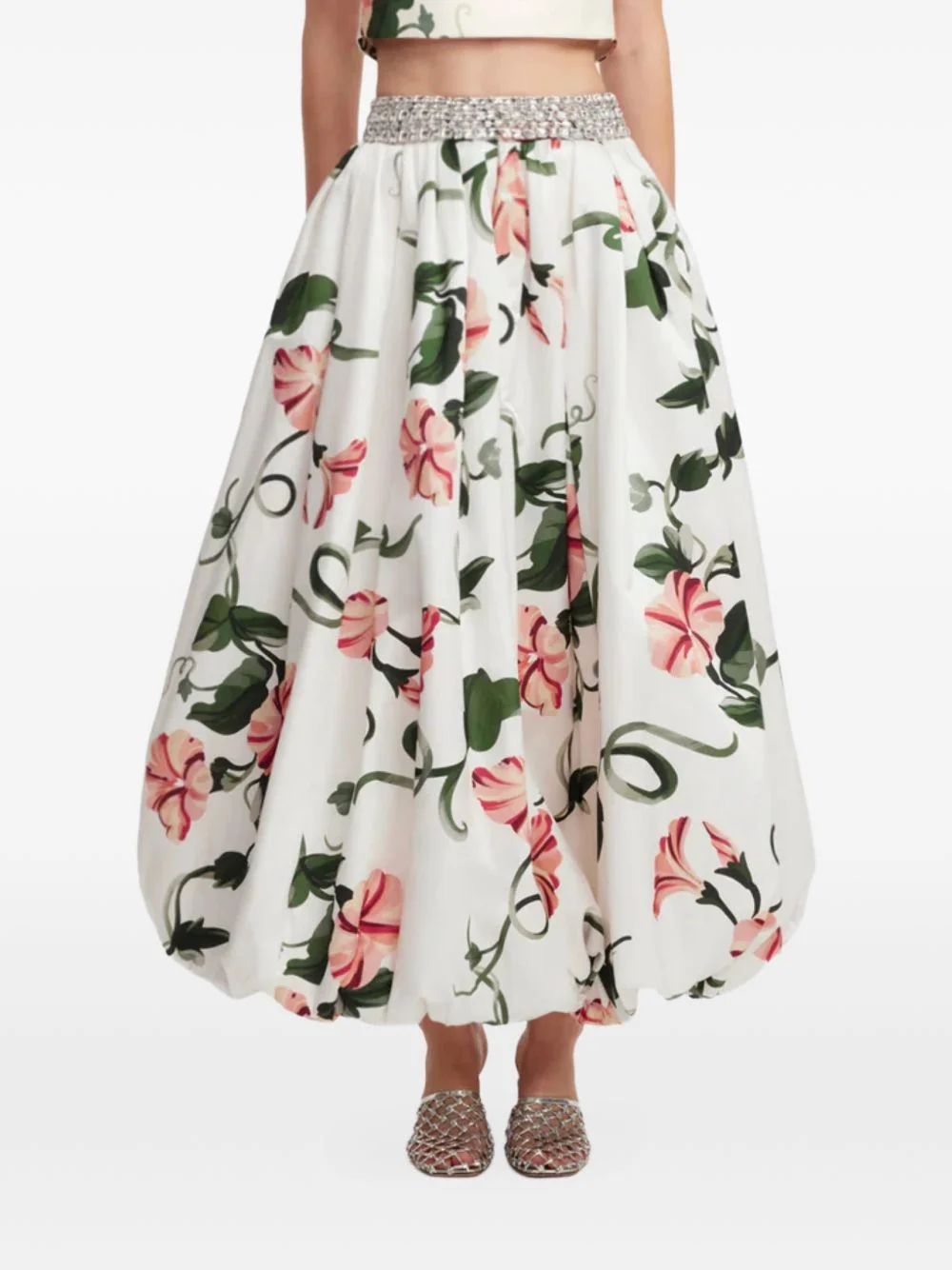 floral-print crystal-embellished maxi skirt - 1
