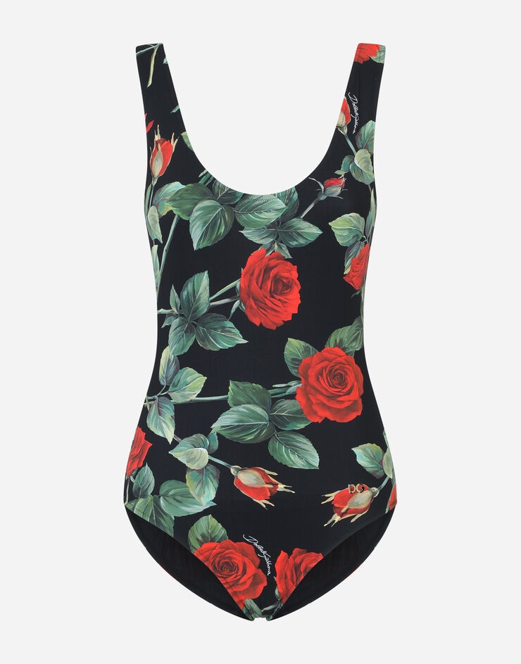 Rose-print one-piece swimsuit - 1