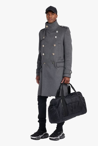 Balmain Long medium gray cashmere coat with double-breasted silver-tone buttoned fastening outlook