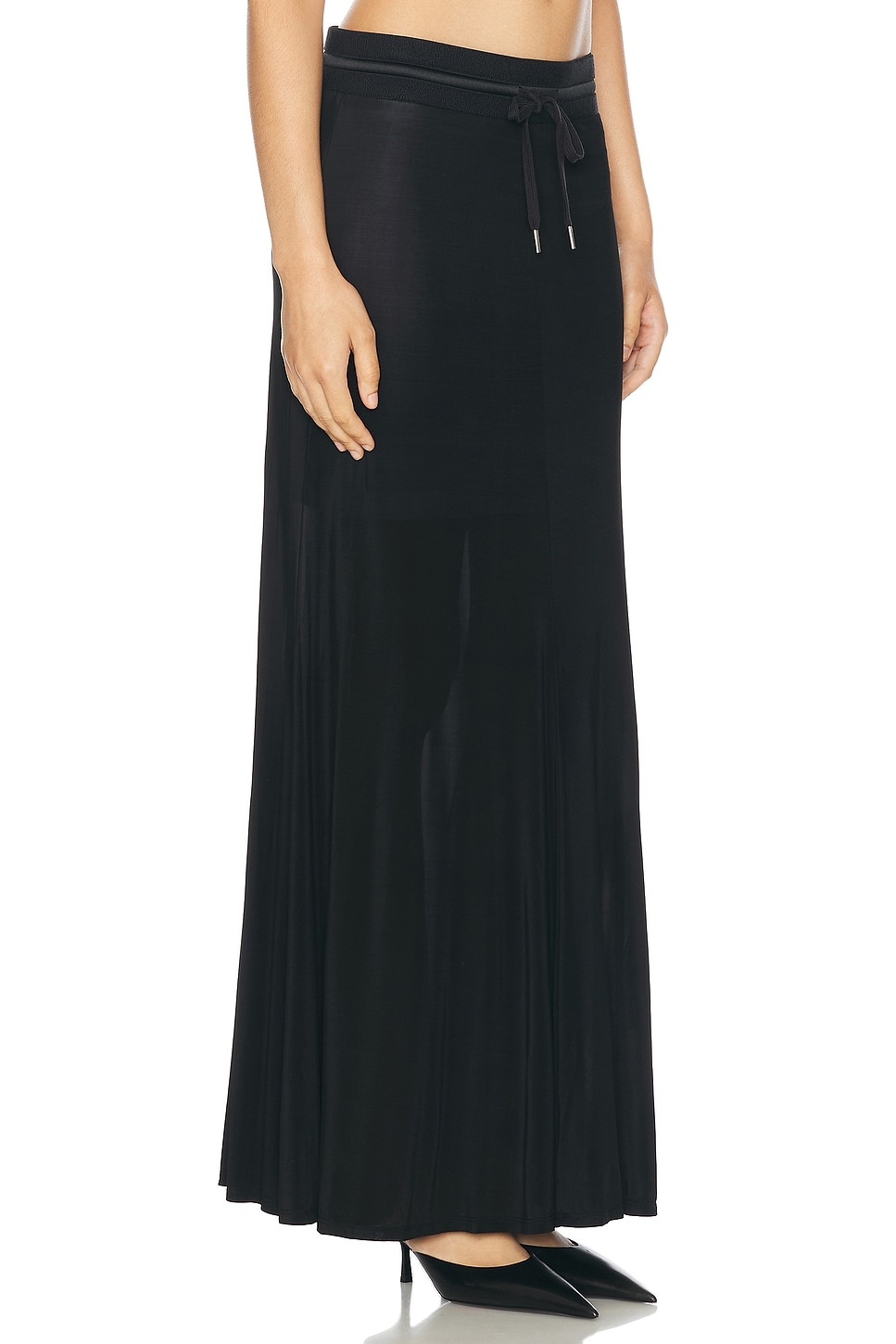 Drawstring Waist Maxi Skirt - 2