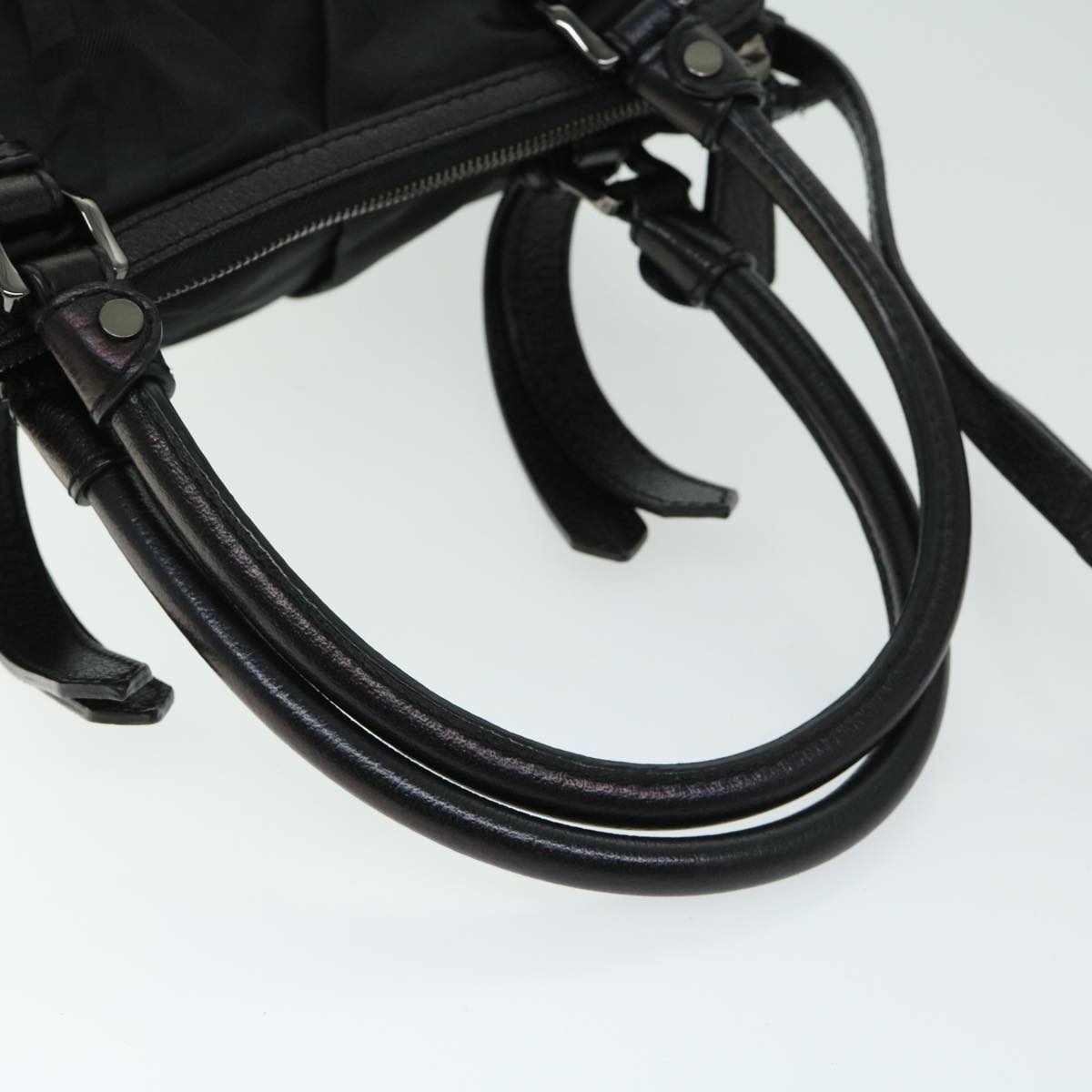 Burberry Hand Bag Nylon Leather Black - 5