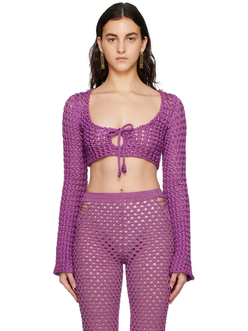 Purple Cropped Long Sleeve T-Shirt 1
