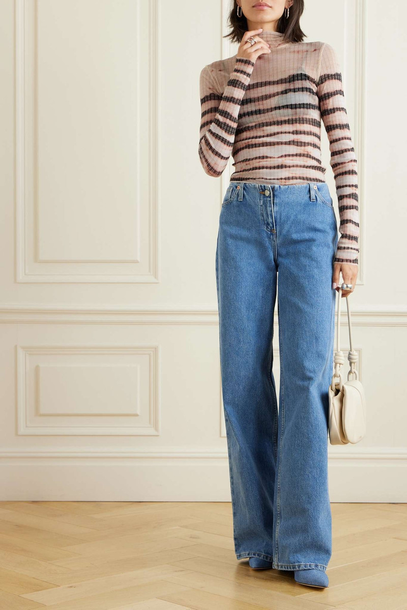 Jean Paul Gaultier + KNWLS striped mesh turtleneck top outlook