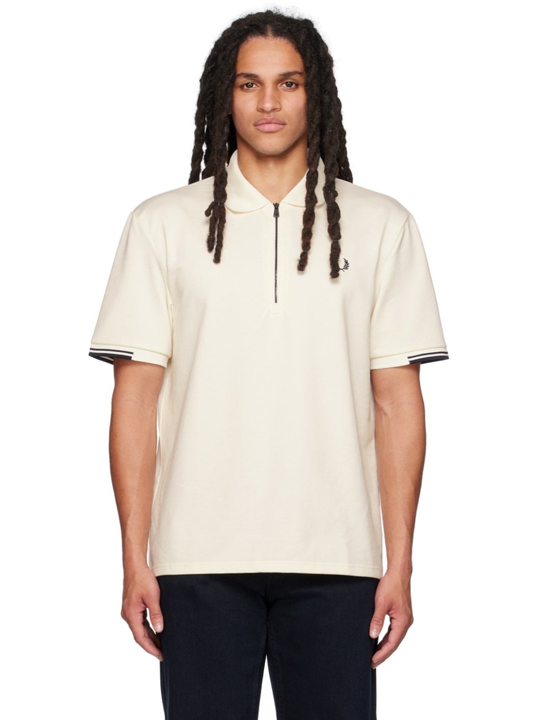 Off-White Half-Zip Polo - 1