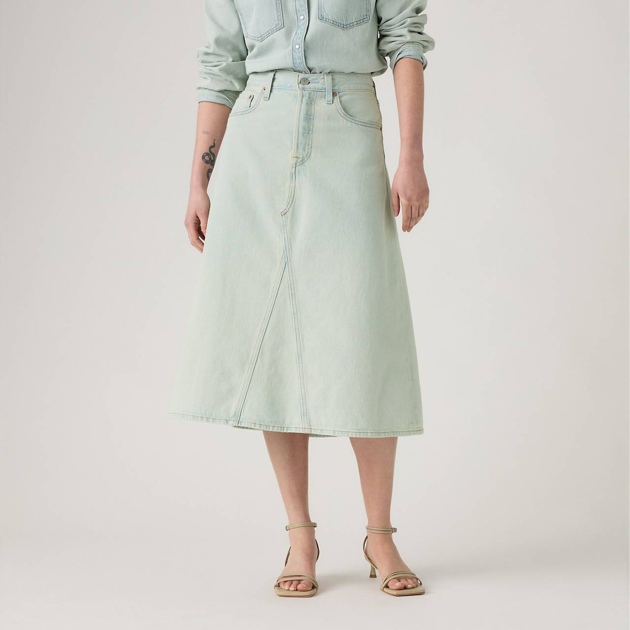 HIGH-RISE A-LINE DECON SKIRT - 4