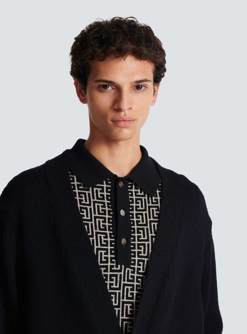 Knit cardigan with Balmain logo 7