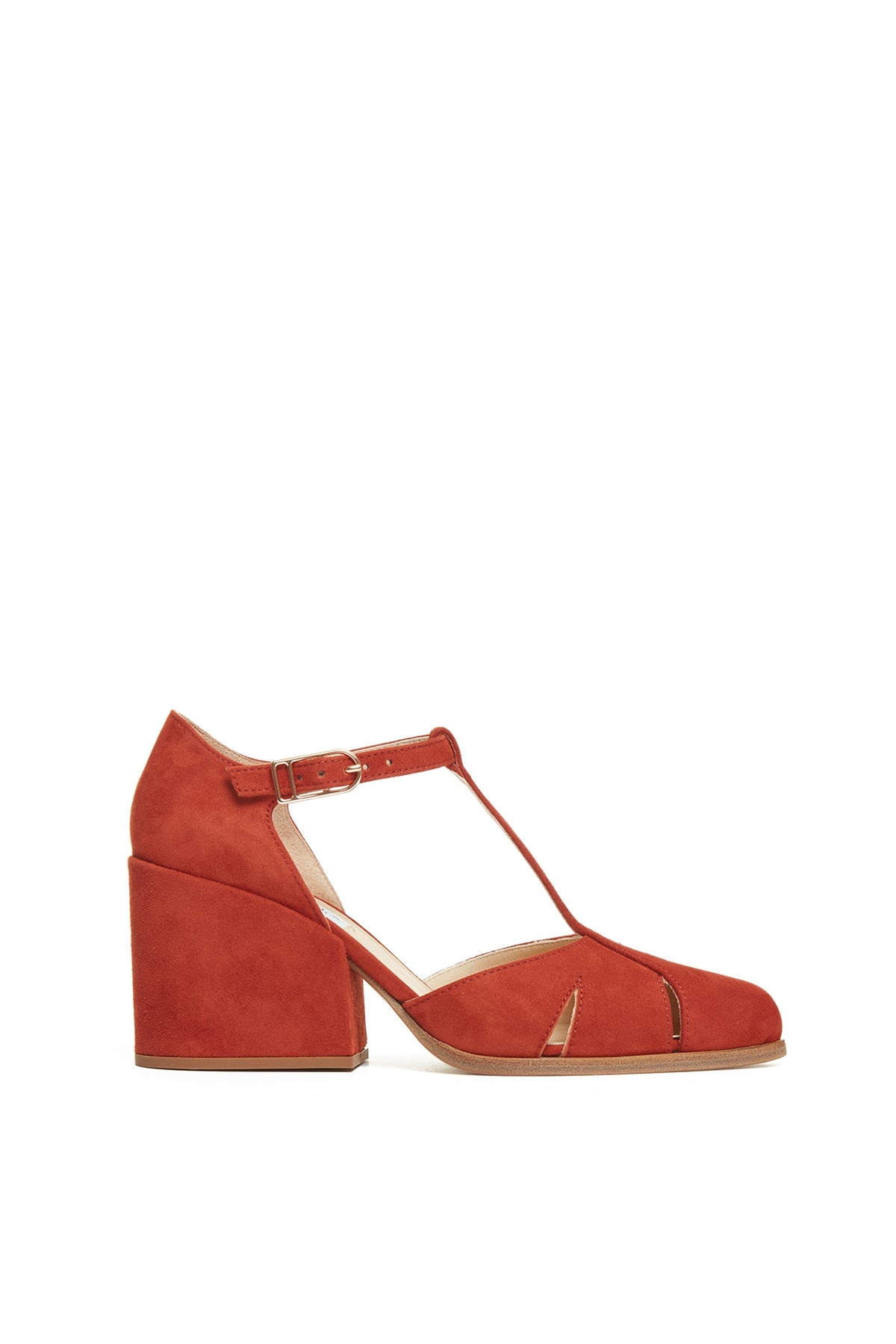 Hawes T-Strap Heel in Rust Suede - 1