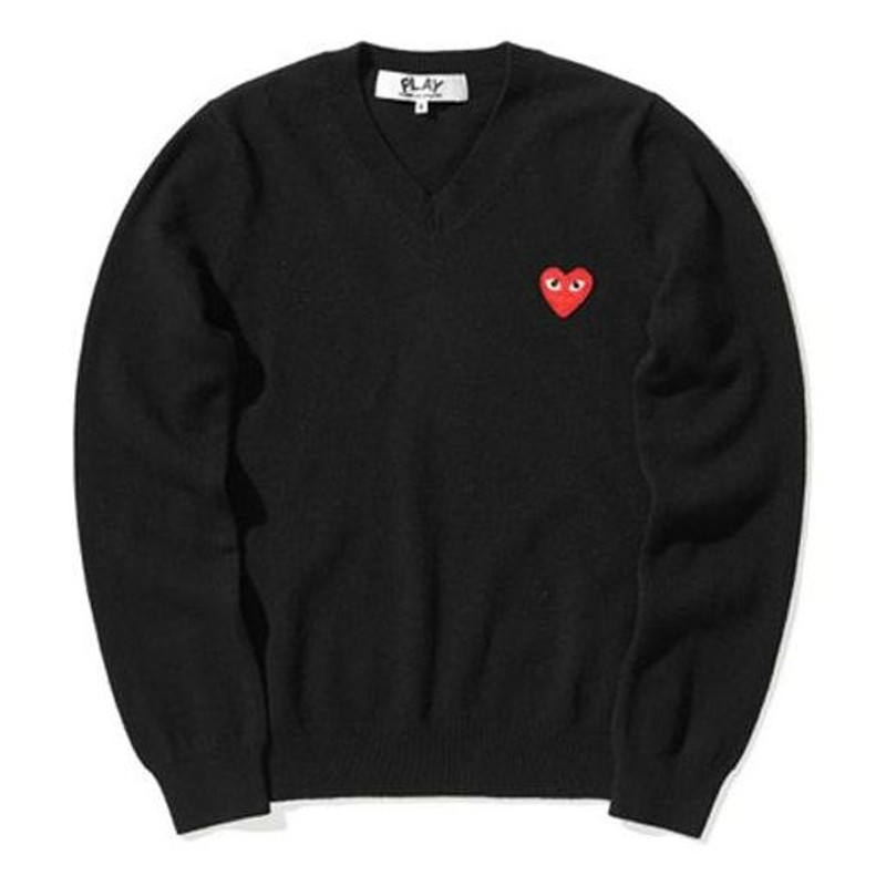 (WMNS) COMME des GARCONS PLAY V-Neck Pullover Red Emblem 'Black' AZ-N001-051-1 - 1