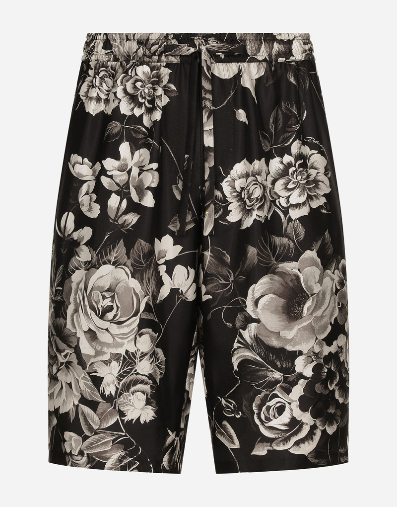 Floral-print silk vanity shorts 1