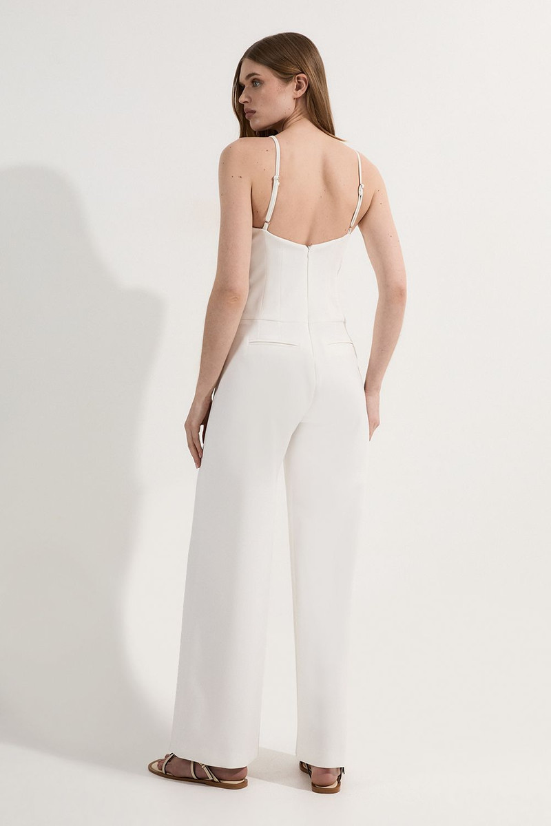 Compact Stretch Stab Stitch Square Neck Tailored Wide Leg Jumpsuit 5