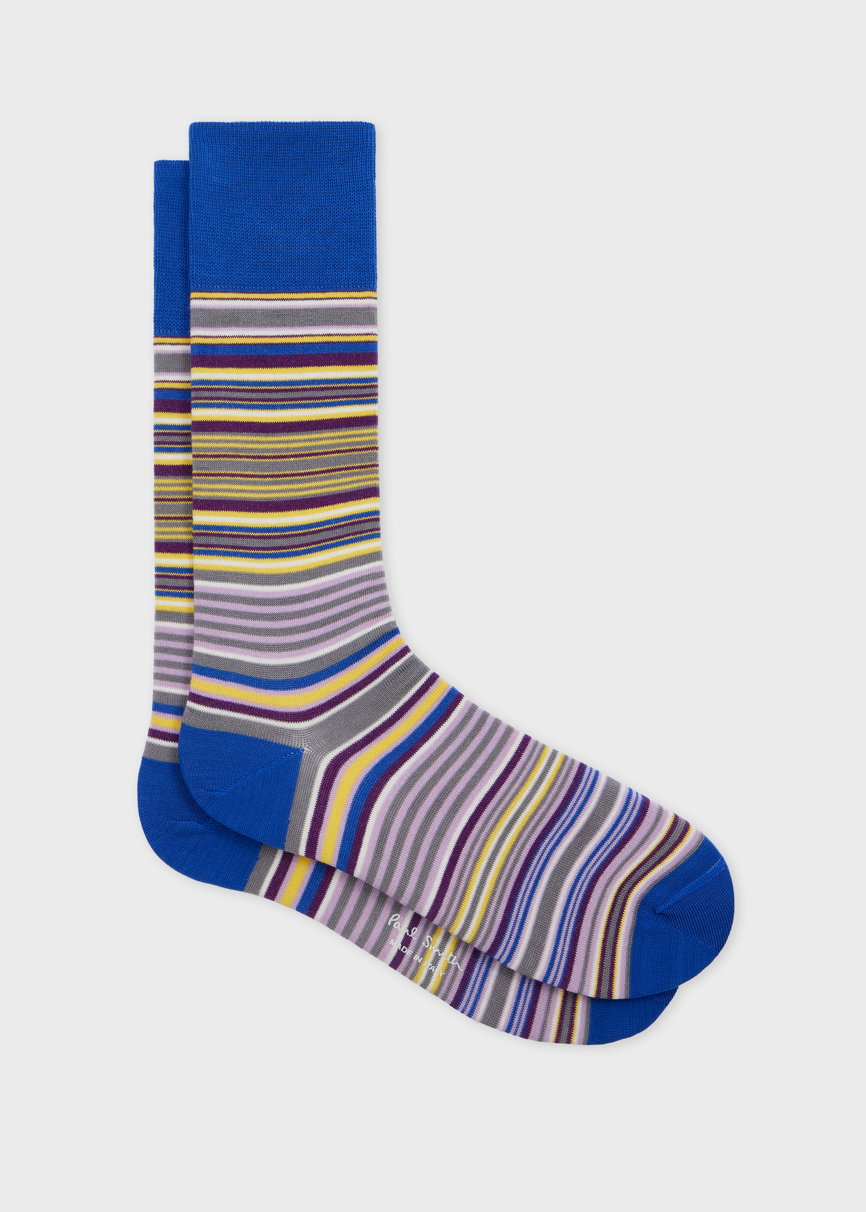 Blue Cotton-Blend Stripe Socks - 1