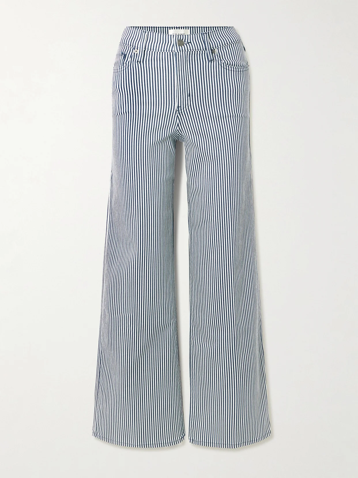 Le Slim Palazzo Striped Mid-rise Straight-leg Jeans - 1