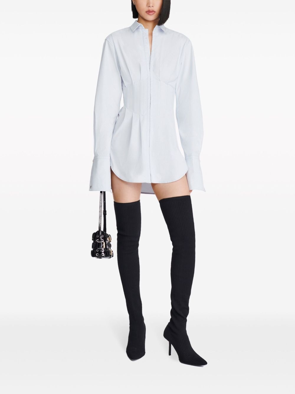 corset-style poplin shirtdress - 2