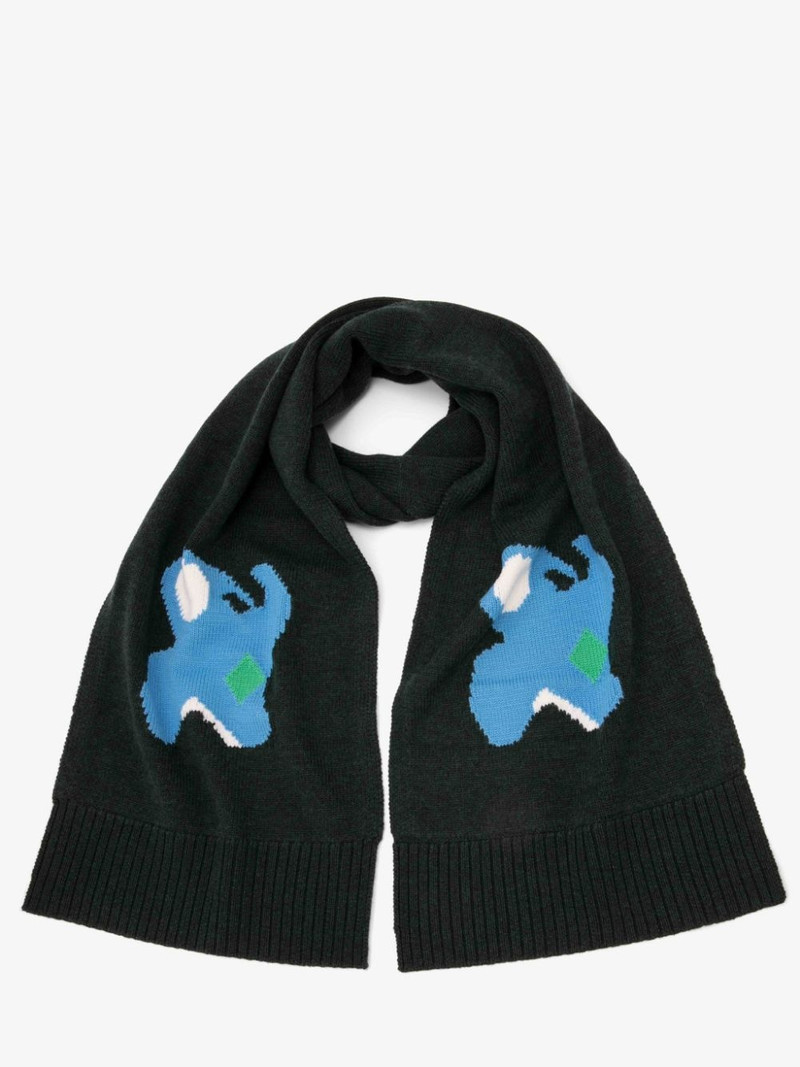 INTARSIA SCARF WITH ELEPHANT MOTIF 1