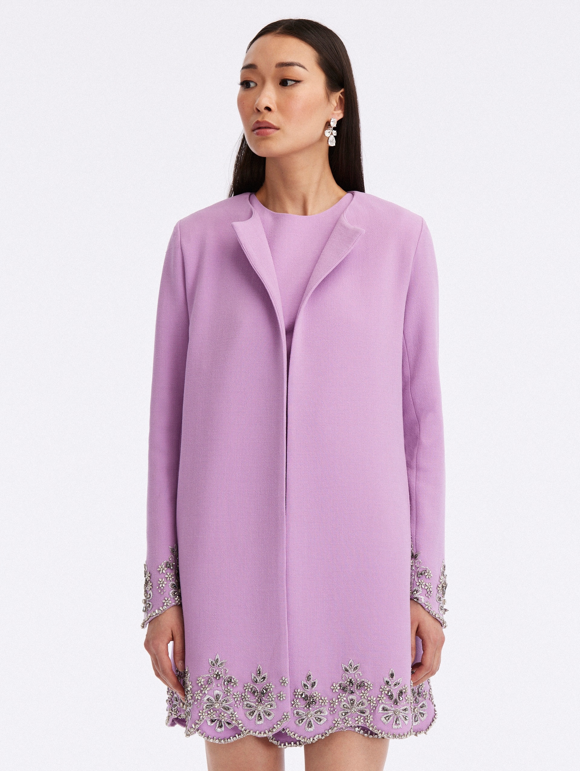CRYSTAL SCALLOP EMBROIDERED COAT - 3