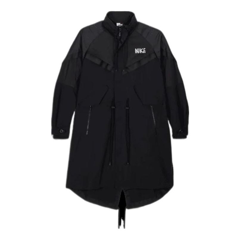 Nike x Sacai Funnel-Neck Oversized-Fit Shell Trench Jacket 'Black' DQ9028-010 - 1