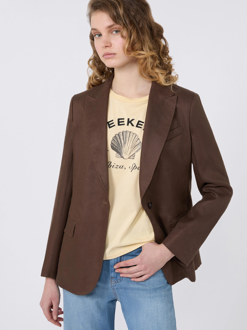 NALUT Linen canvas blazer - CHOCOLATE 5