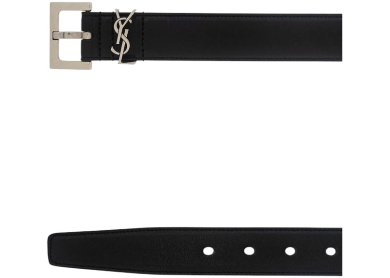 SAINT LAURENT Saint Laurent Cassandre Lamb Belt Black outlook