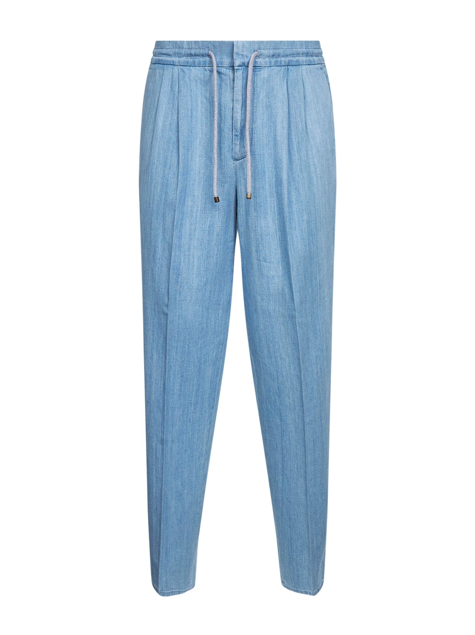 Light blue denim two-pleat jeans - 1