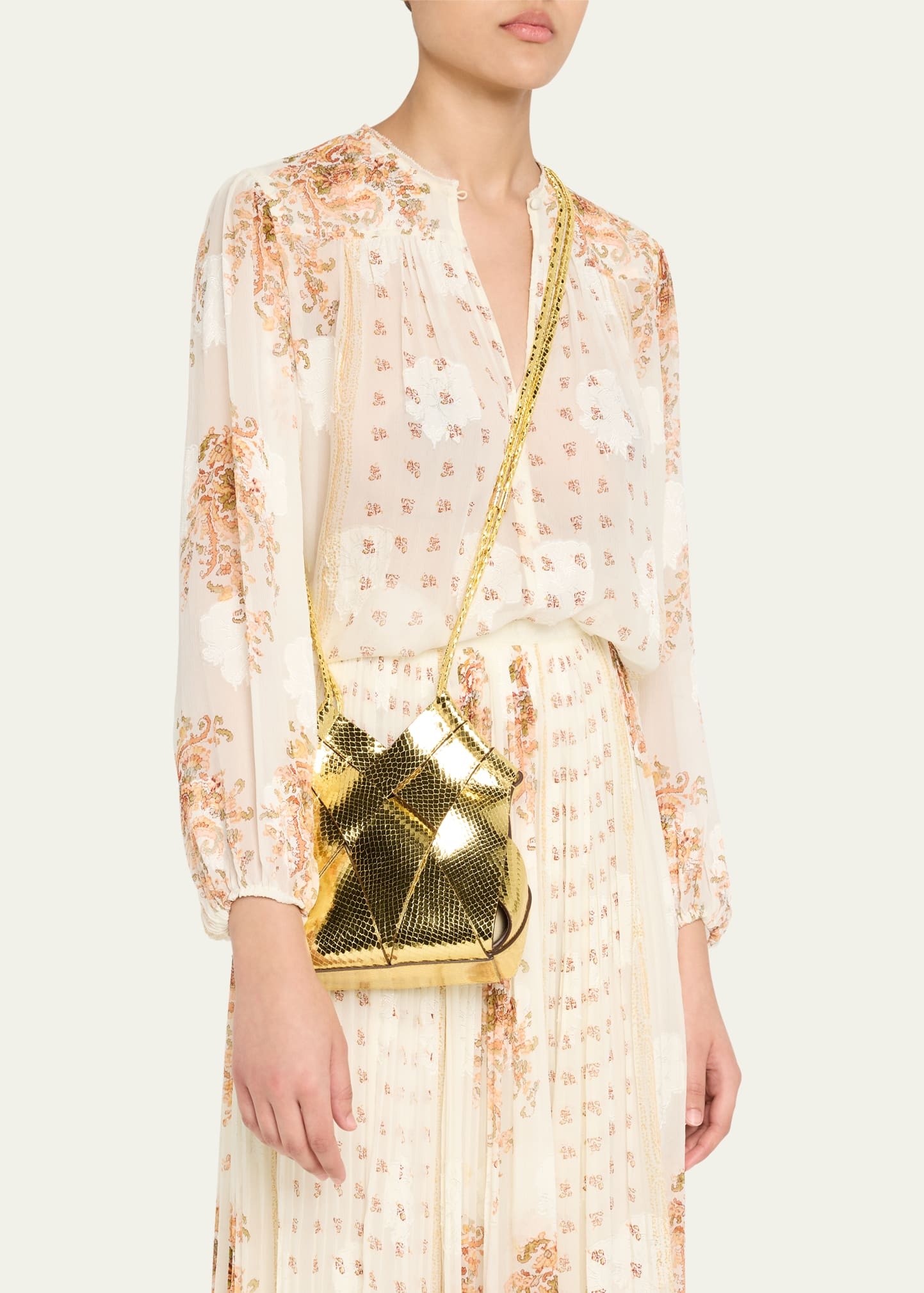 Charlotte Metallic Snake-Print Crossbody Bag - 2