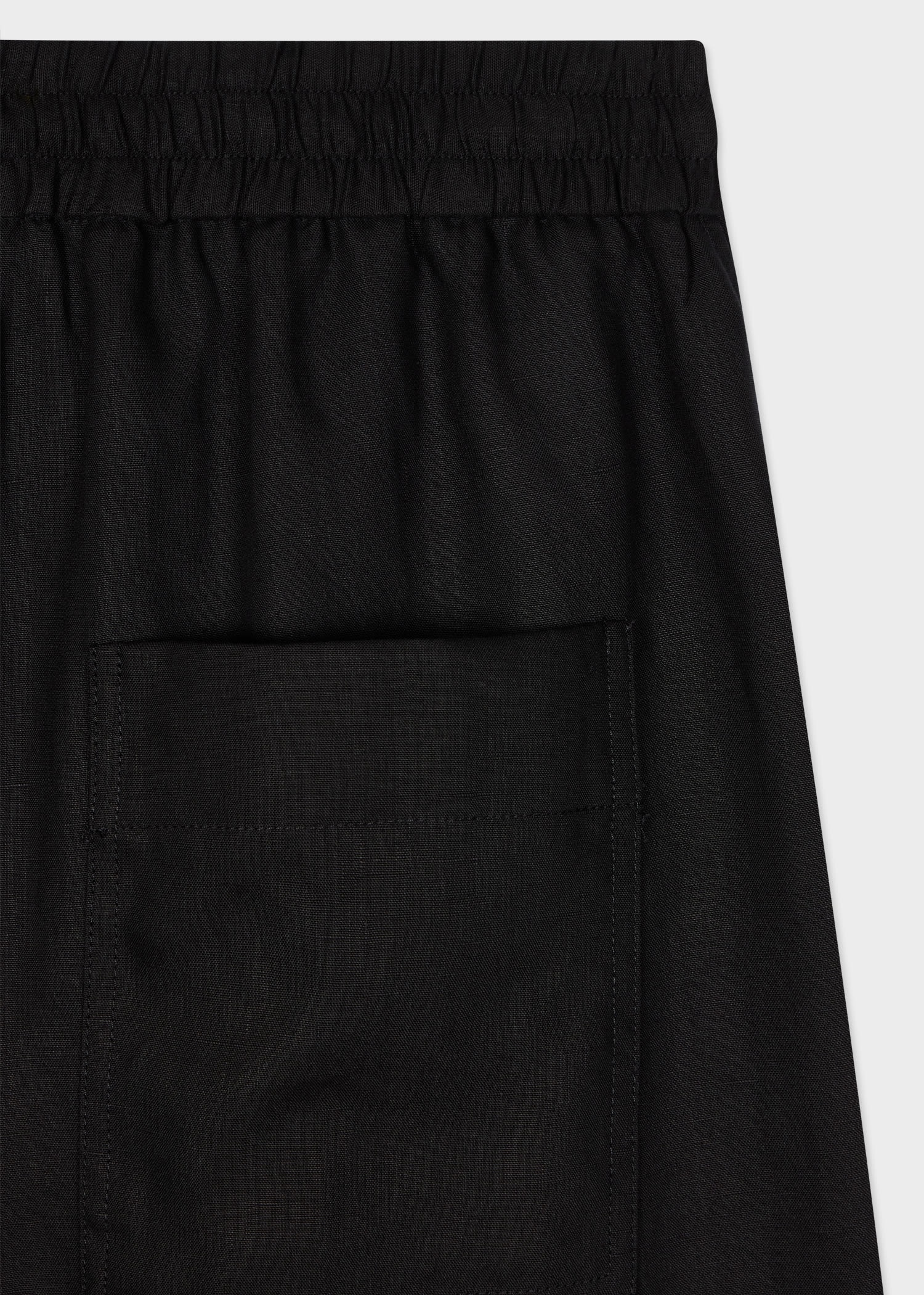 Black Linen Drawstring Trousers - 2