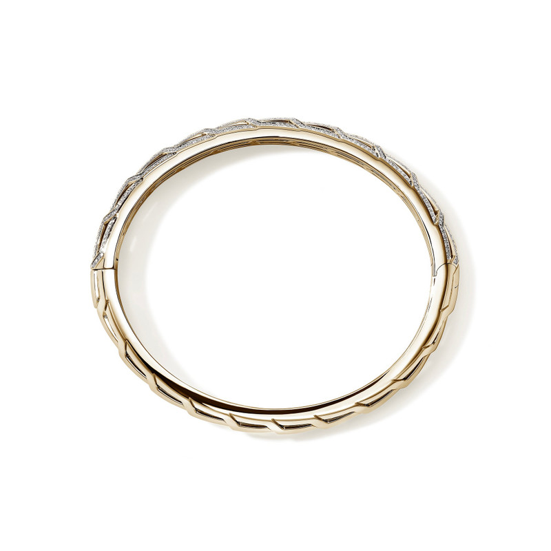 Icon 50 Hinged Bangle, Gold, Diamonds 5