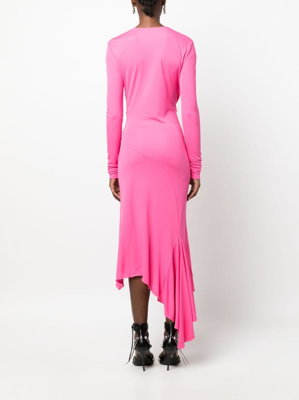 plunging U-neck asymetric dress - 4