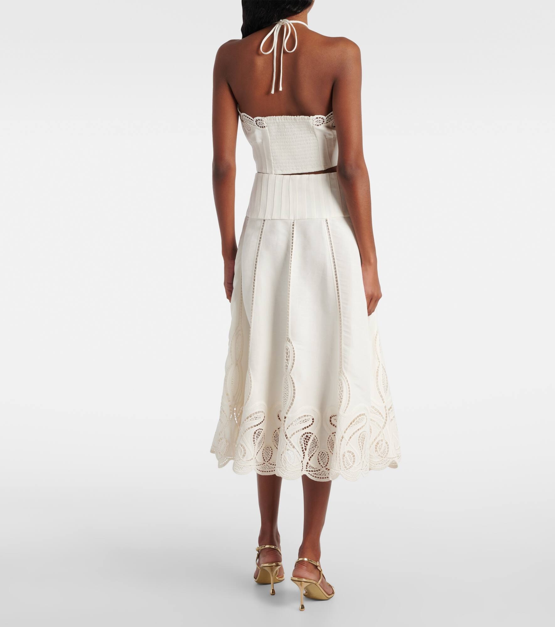 Kaius lace-trimmed line-blend midi skirt - 3