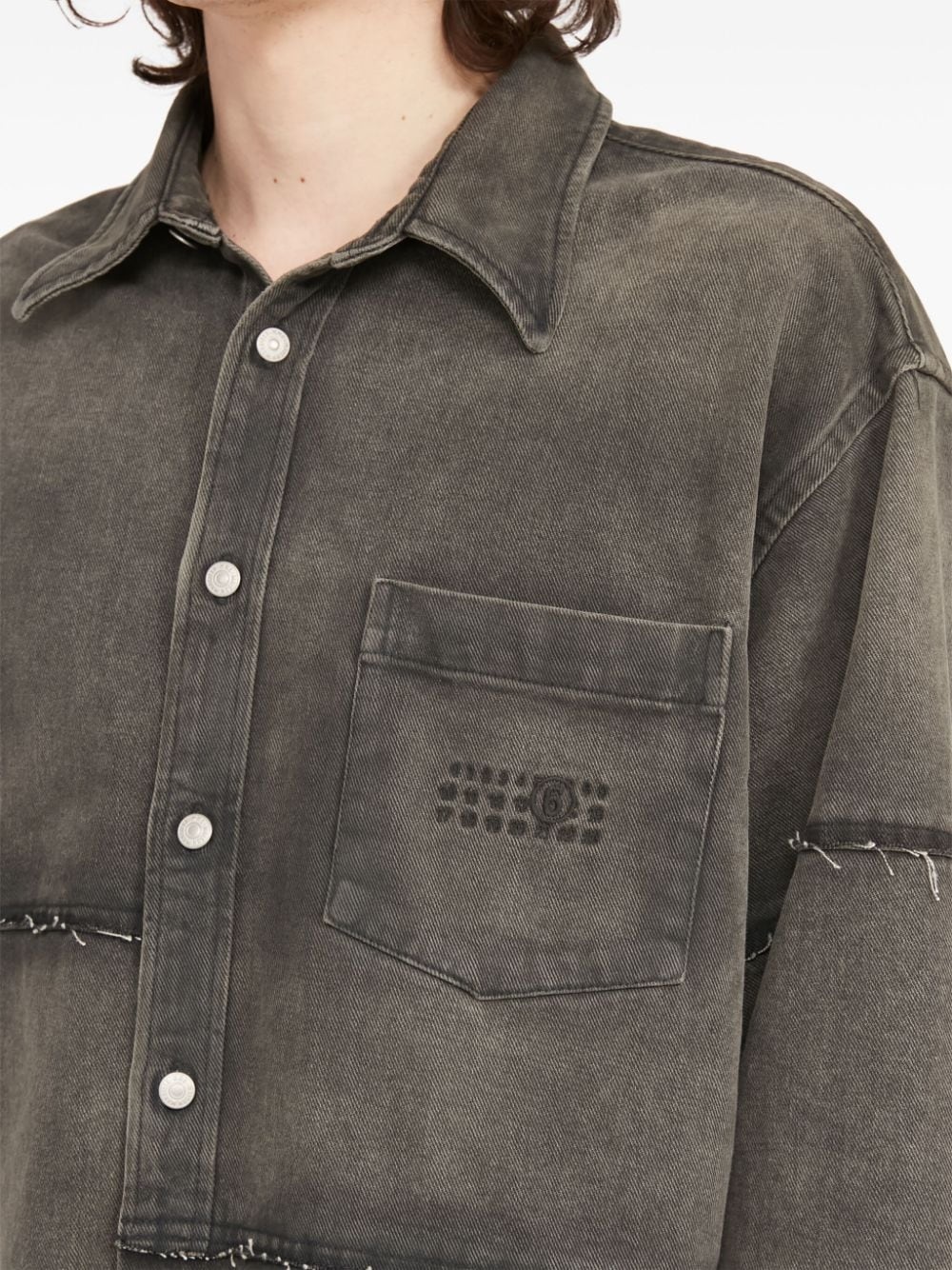 raw-cut detail cotton  shirt - 7