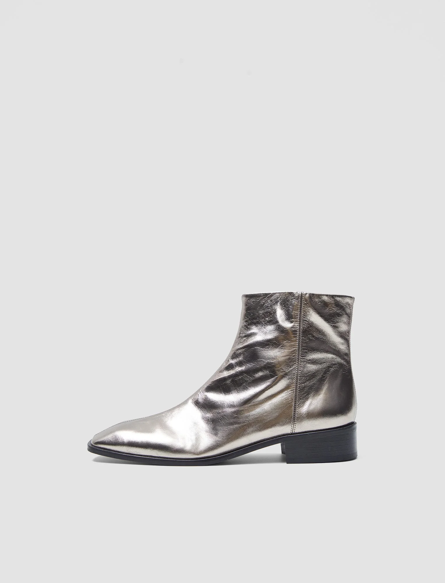 Metallic Leather Ankle Boots - 1