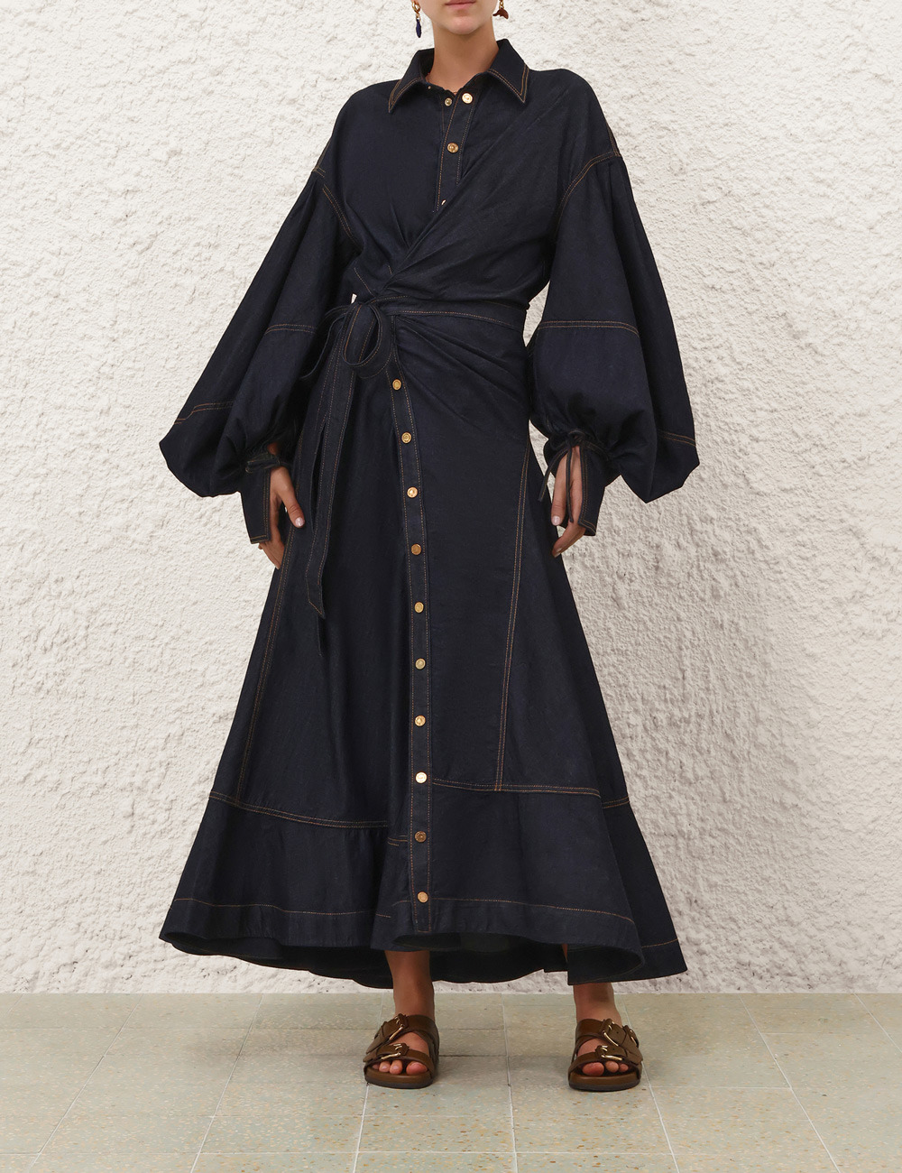 DENIM WRAP MAXI DRESS - 2