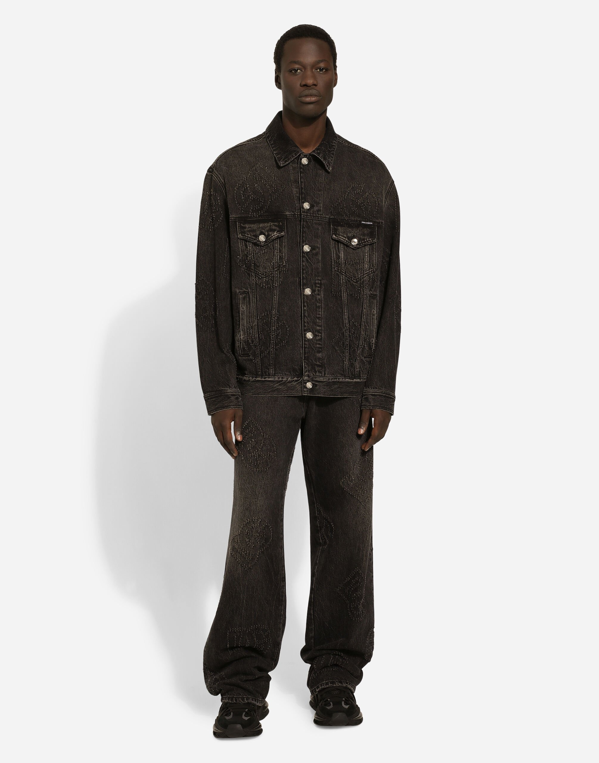Oversize gray washed denim jeans - 2