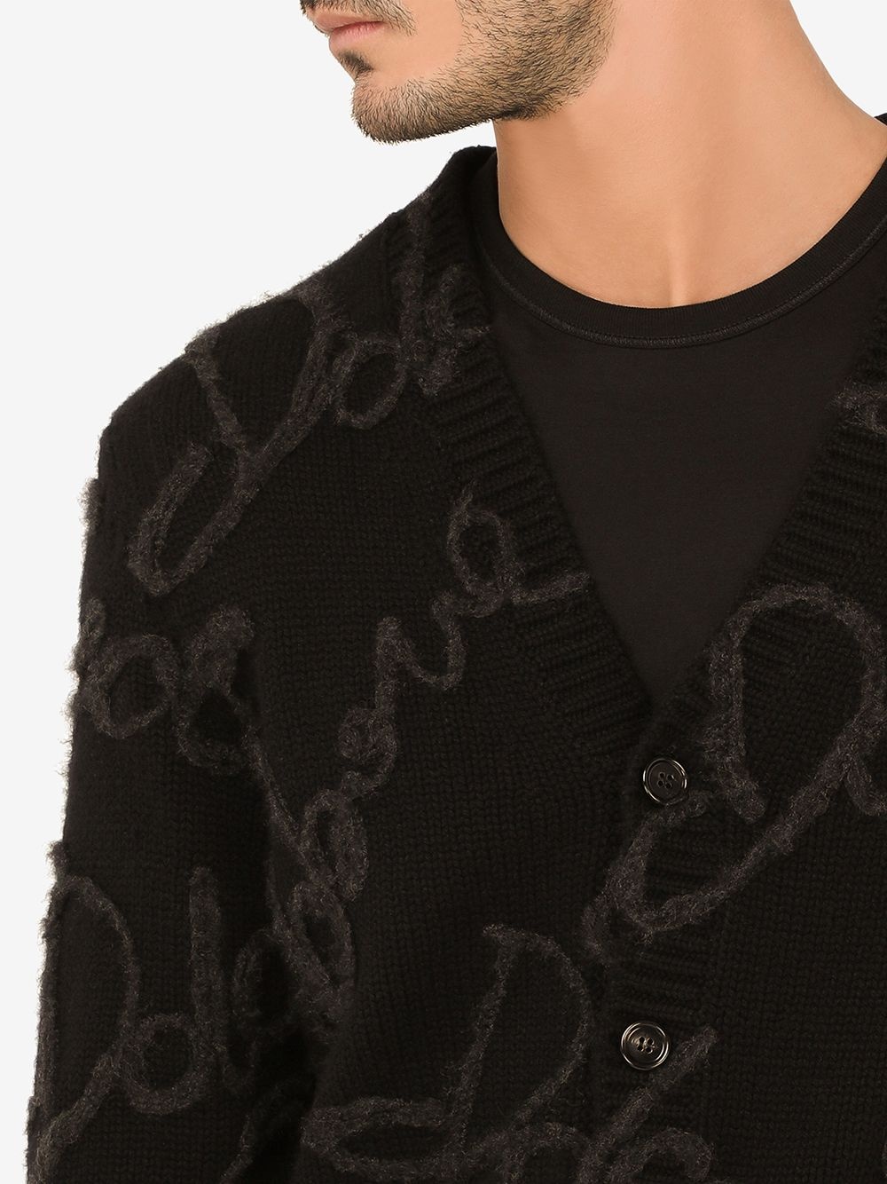 logo-embroidered cardigan - 5