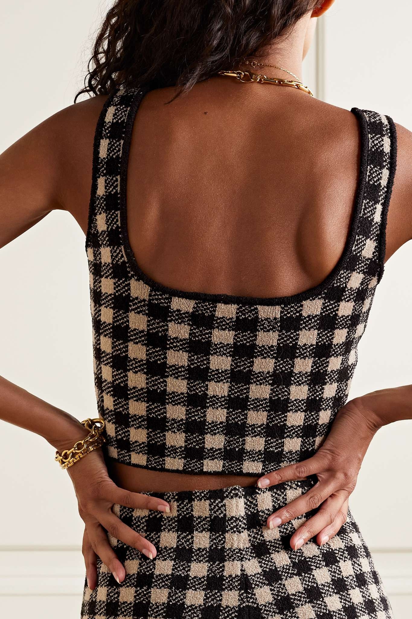 Argia cropped checked Lyocell-blend top - 3