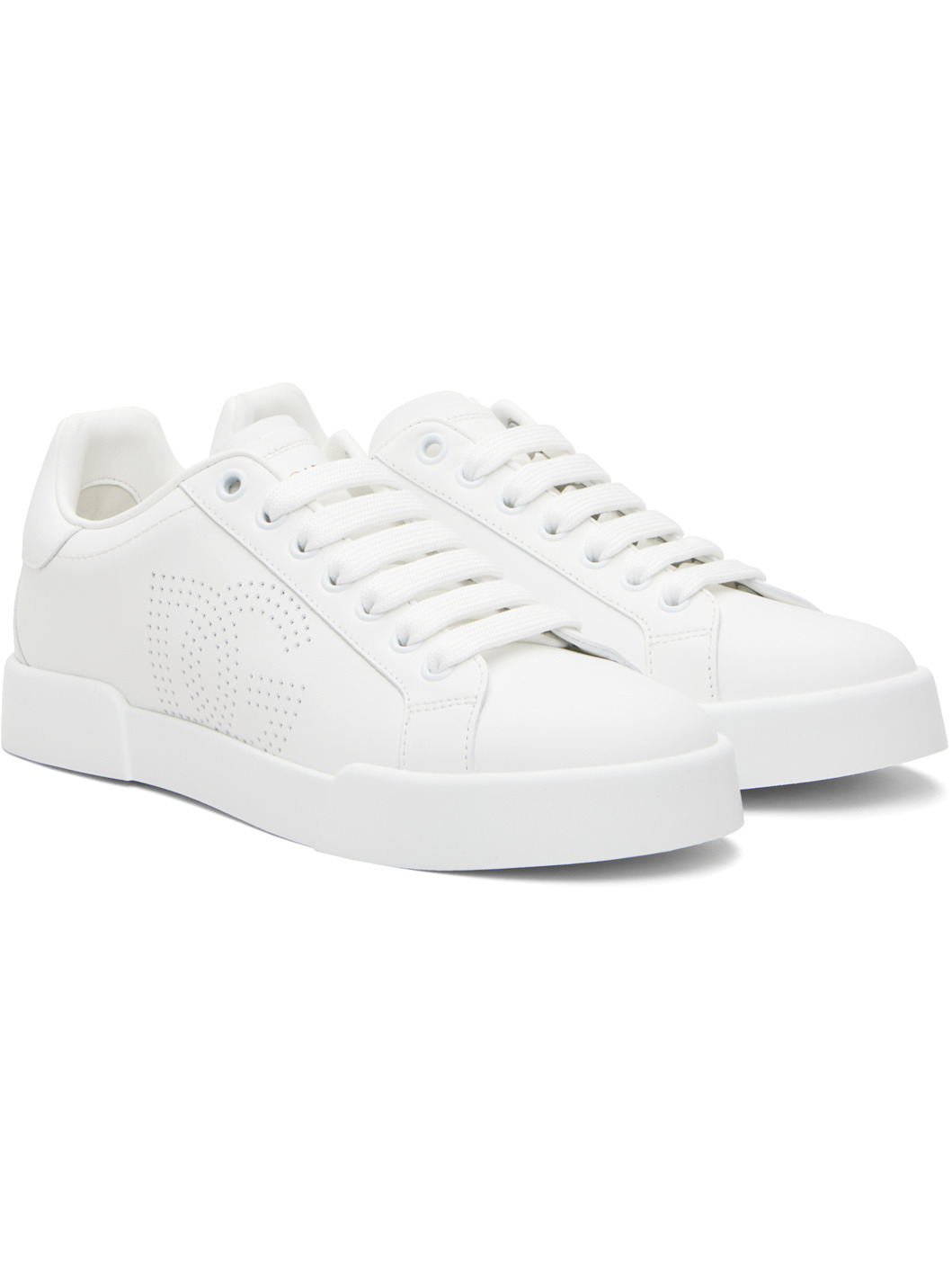White Calfskin Portofino Sneakers - 4
