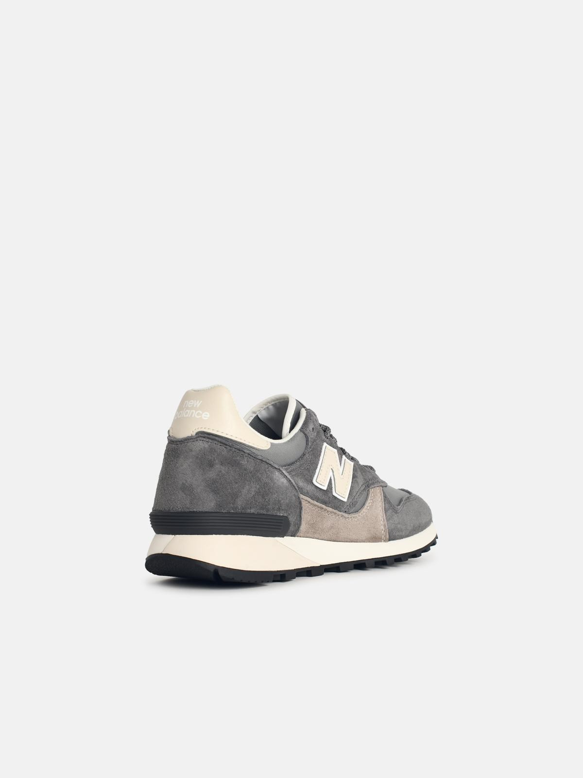 '475' GREY FABRIC AND SUEDE SNEAKERS - 3