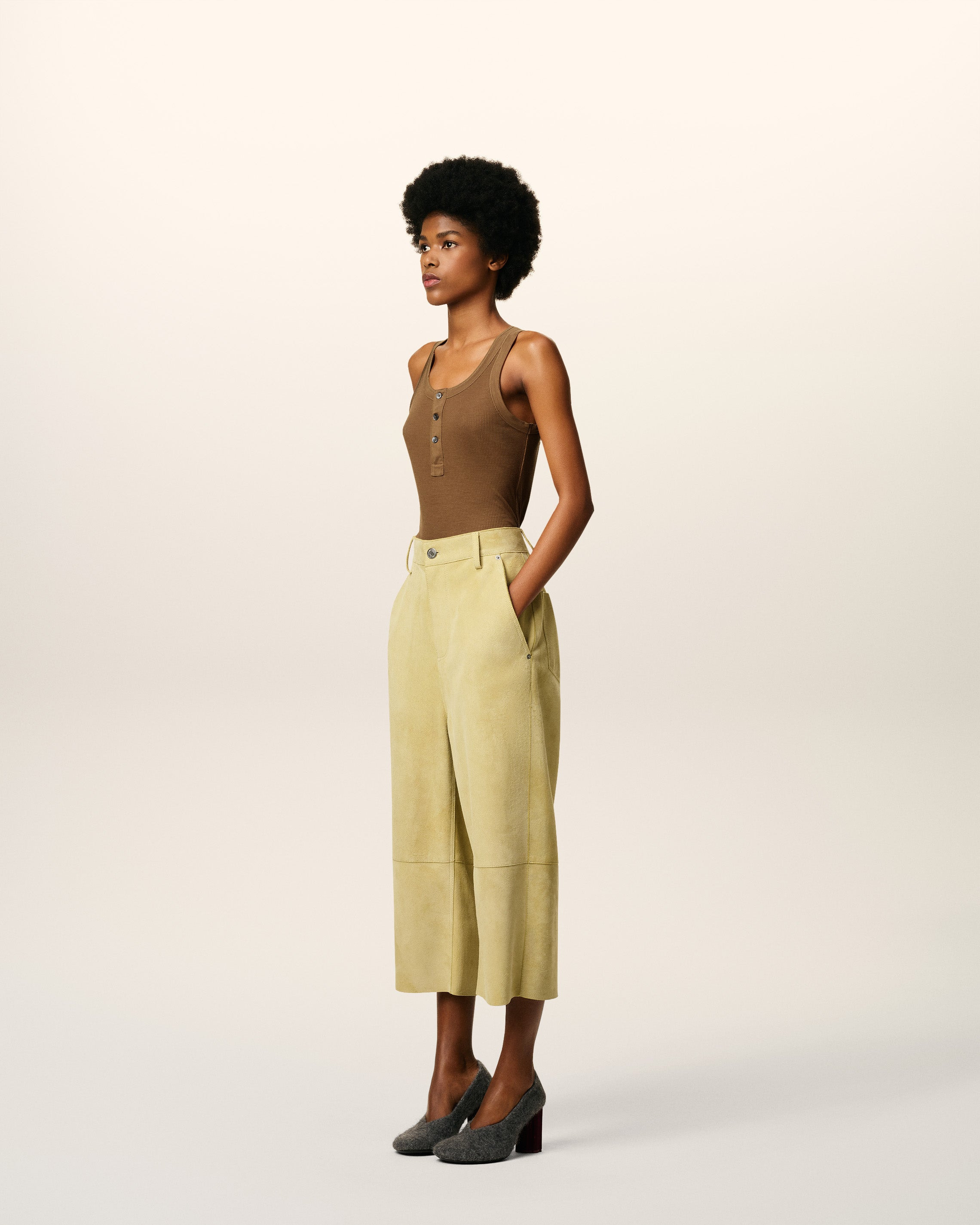GREEN LEATHER BERMUDA - 6