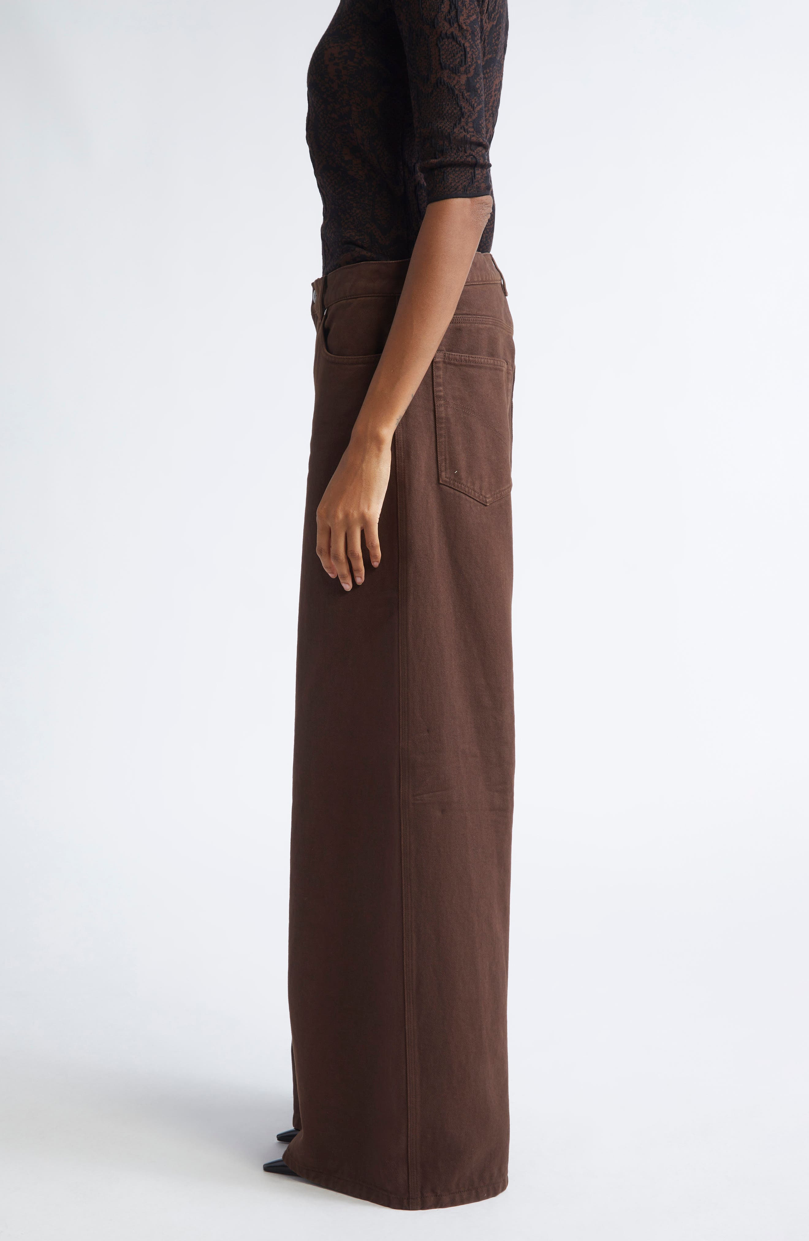 Stella McCartney Mid Rise Wide Leg Jeans in Brown Wash at Nordstrom - 4