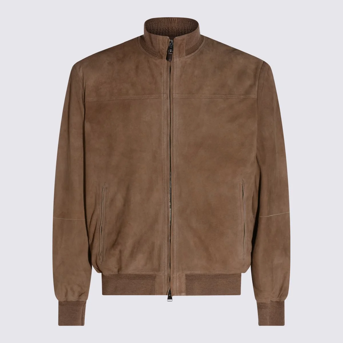 Canali Light Brown Leather Jacket - 1